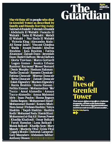 The Guardian Newspaper Front Page for 14 May 2018