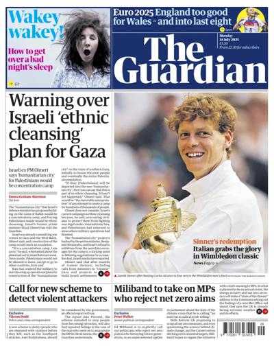 The Guardian (UK) Newspaper Front Page for 14 July 2025