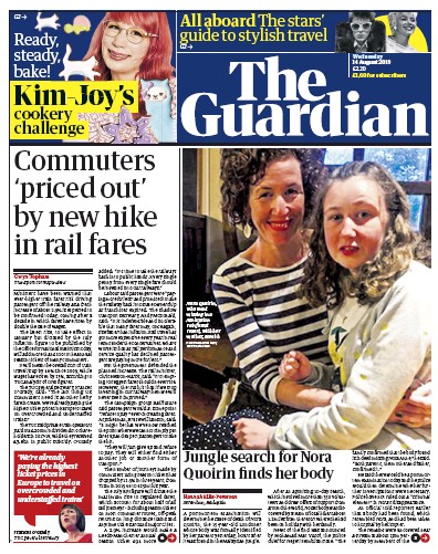 The Guardian (UK) Newspaper Front Page for 14 August 2019
