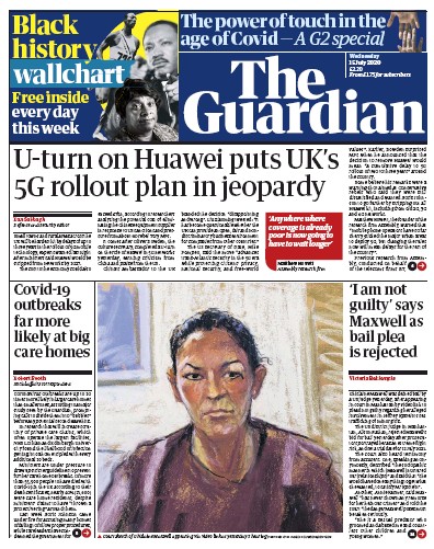The Guardian Newspaper Front Page for 15 July 2020