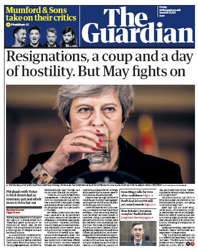 The Guardian Newspaper Front Page for 16 November 2018