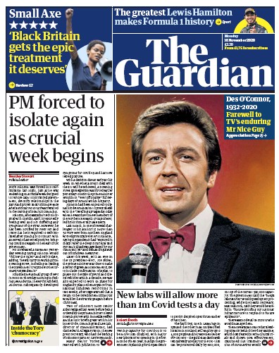 The Guardian Newspaper Front Page for 16 November 2020