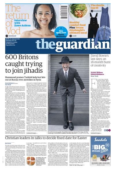 The Guardian Newspaper Front Page for 16 January 2016