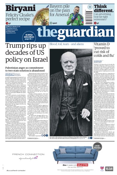 The Guardian Newspaper Front Page for 16 February 2017
