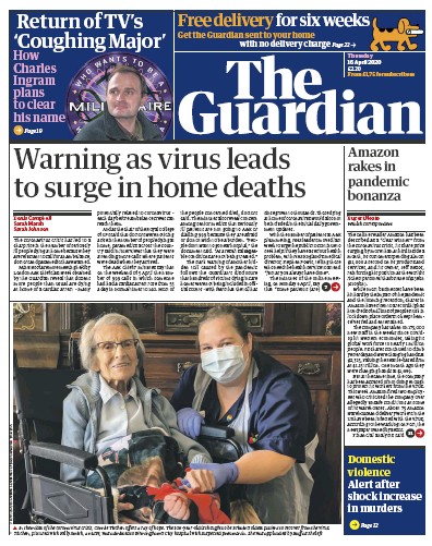 The Guardian Newspaper Front Page for 16 April 2020