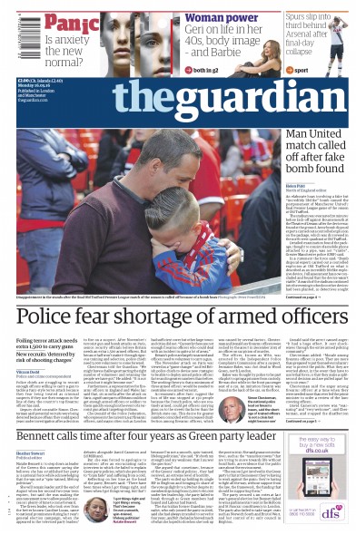 The Guardian Newspaper Front Page for 16 May 2016