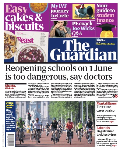 The Guardian Newspaper Front Page for 16 May 2020