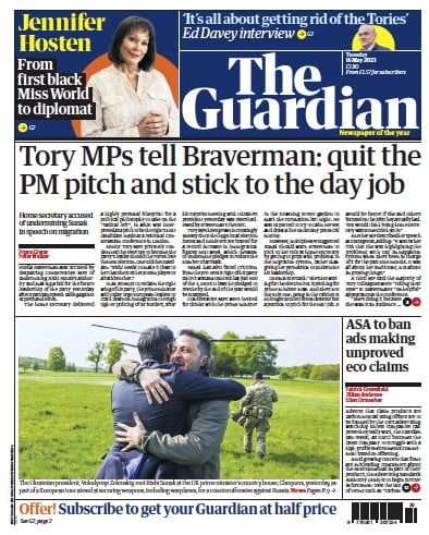 The Guardian (UK) Newspaper Front Page for 16 May 2023