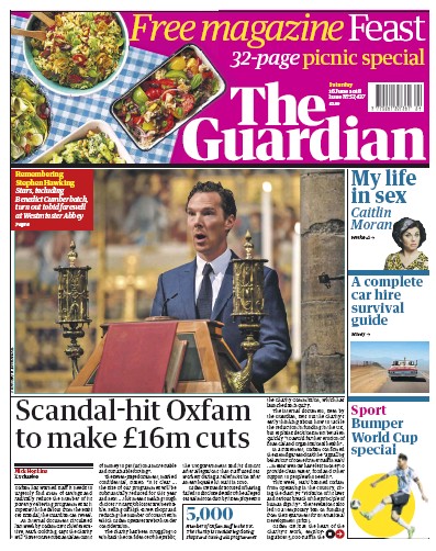 The Guardian (UK) Newspaper Front Page for 16 June 2018
