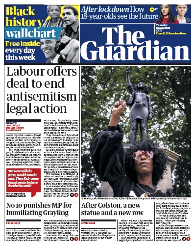 The Guardian Newspaper Front Page for 16 July 2020