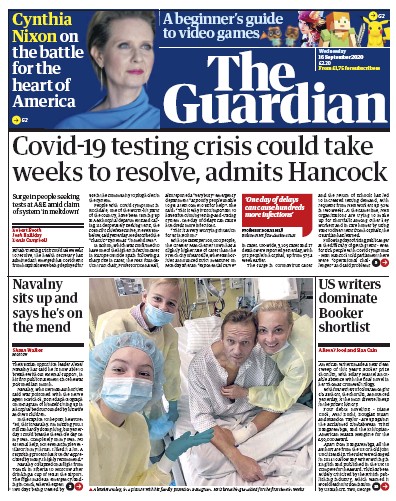 The Guardian Newspaper Front Page for 16 September 2020