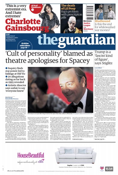 The Guardian Newspaper Front Page for 17 November 2017