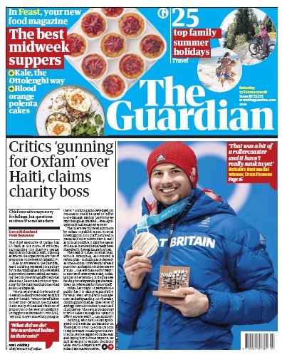 The Guardian Newspaper Front Page for 17 February 2018