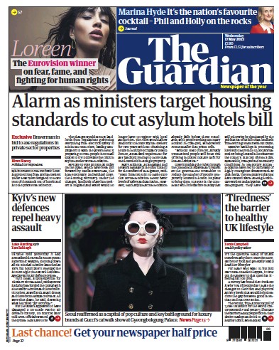 The Guardian (UK) Newspaper Front Page for 17 May 2023
