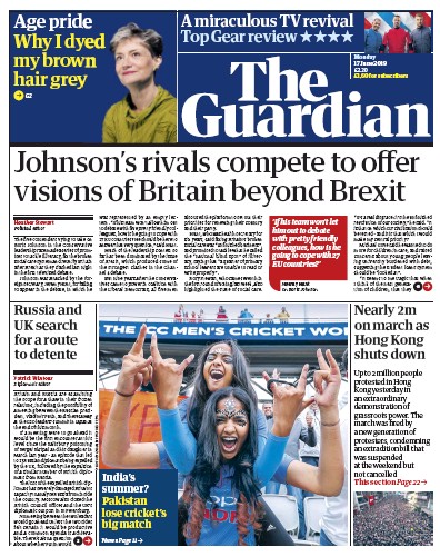 The Guardian Newspaper Front Page for 17 June 2019
