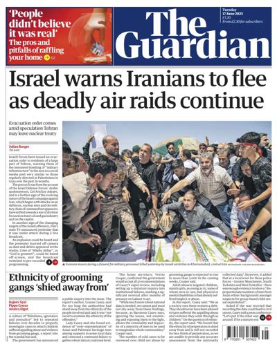 The Guardian (UK) Newspaper Front Page for 17 June 2025