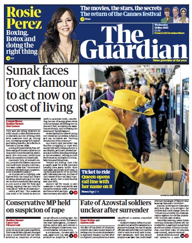 The Guardian (UK) Newspaper Front Page for 18 May 2022