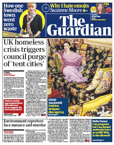 The Guardian Newspaper Front Page for 18 June 2019