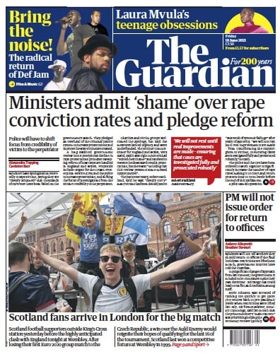 The Guardian (UK) Newspaper Front Page for 18 June 2021