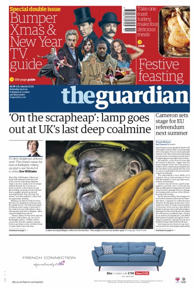 The Guardian (UK) Newspaper Front Page for 19 December 2015
