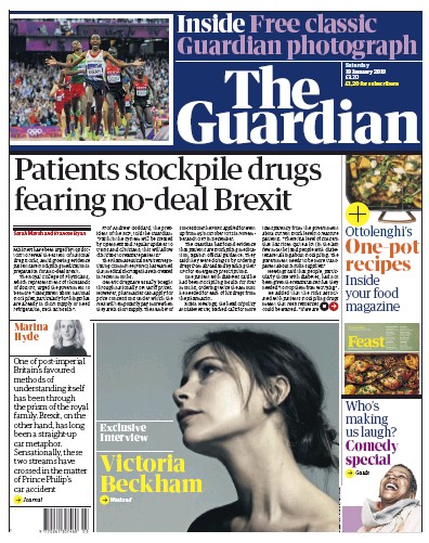 The Guardian Newspaper Front Page for 19 January 2019
