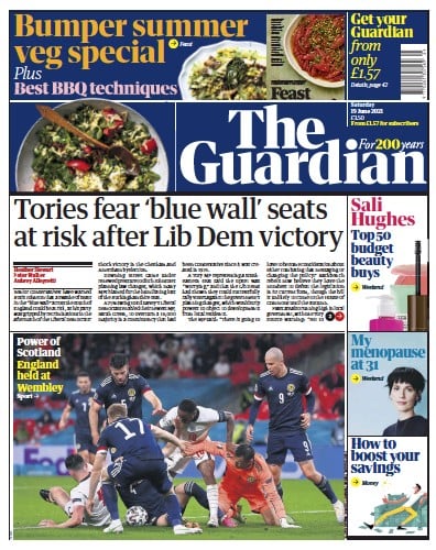 The Guardian (UK) Newspaper Front Page for 19 June 2021