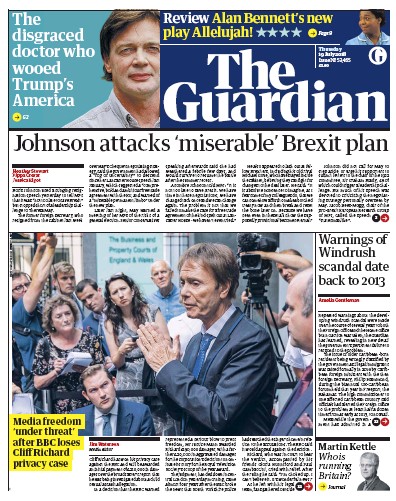 The Guardian (UK) Newspaper Front Page for 19 July 2018