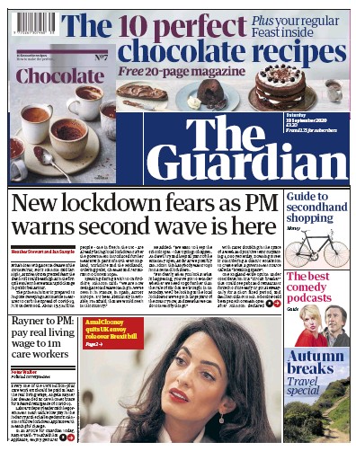 The Guardian Newspaper Front Page for 19 September 2020