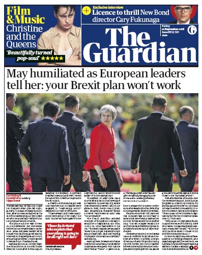 The Guardian (UK) Newspaper Front Page for 1 October 2018