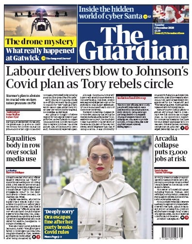 The Guardian (UK) Newspaper Front Page for 1 December 2020