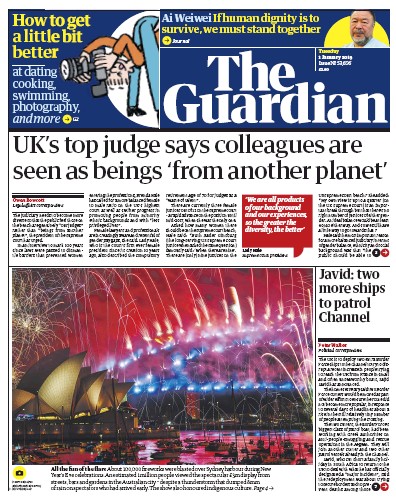 The Guardian Newspaper Front Page for 1 January 2019