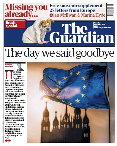 The Guardian Newspaper Front Page for 1 February 2020