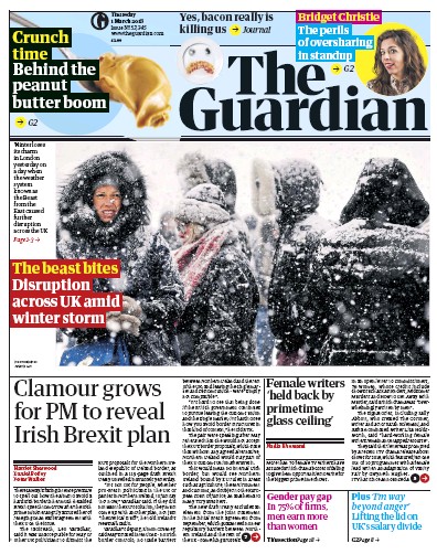 The Guardian (UK) Newspaper Front Page for 1 March 2018