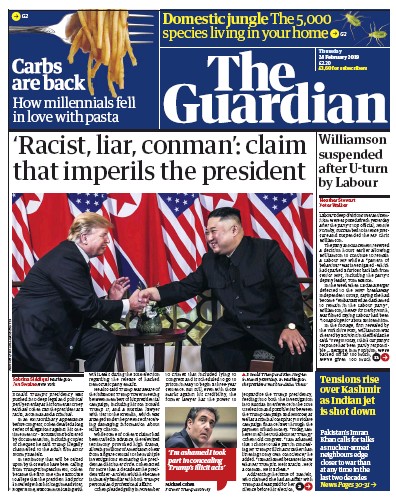 The Guardian Newspaper Front Page for 1 March 2019