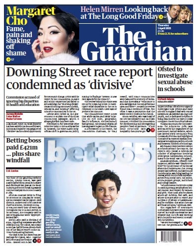 The Guardian (UK) Newspaper Front Page for 1 April 2021