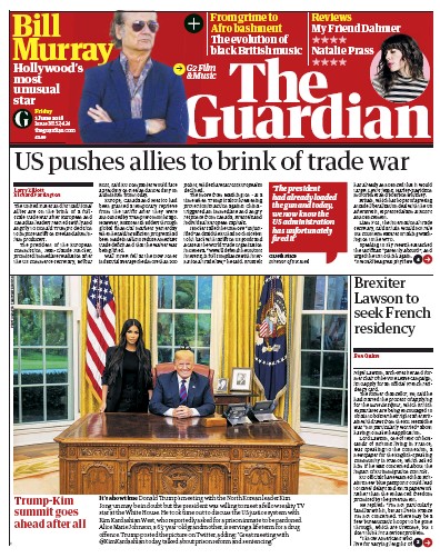 The Guardian Newspaper Front Page for 1 June 2018