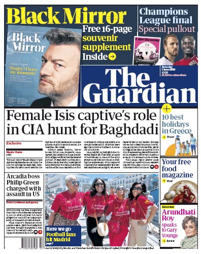 The Guardian Newspaper Front Page for 1 June 2019