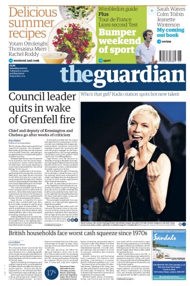 The Guardian Newspaper Front Page for 1 July 2017