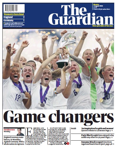 The Guardian (UK) Newspaper Front Page for 1 August 2022