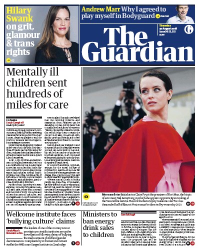 The Guardian Newspaper Front Page for 1 September 2018