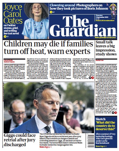 The Guardian (UK) Newspaper Front Page for 1 September 2022