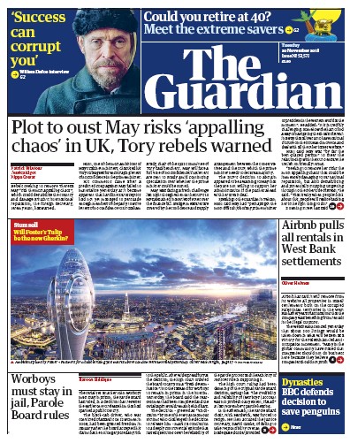 The Guardian (UK) Newspaper Front Page for 20 November 2018