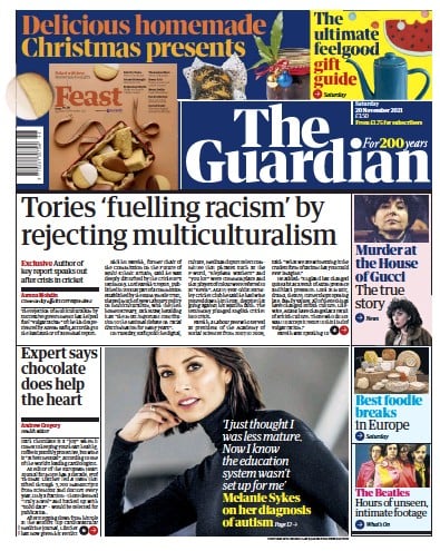 The Guardian (UK) Newspaper Front Page for 20 November 2021