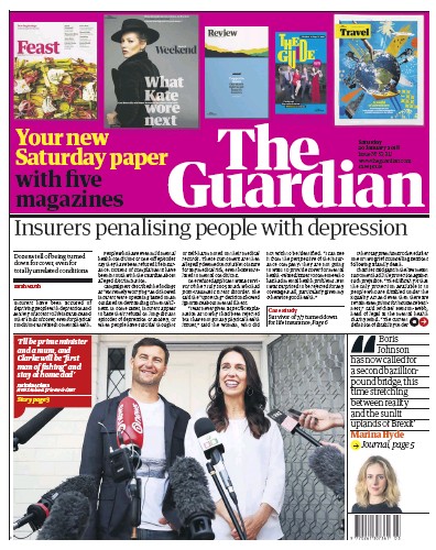 The Guardian Newspaper Front Page for 20 January 2018