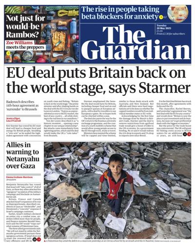 The Guardian (UK) Newspaper Front Page for 20 May 2025
