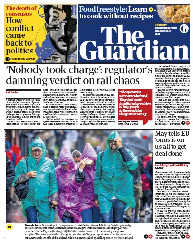 The Guardian Newspaper Front Page for 20 September 2018