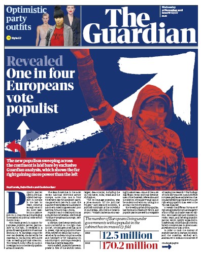 The Guardian Newspaper Front Page for 21 November 2018