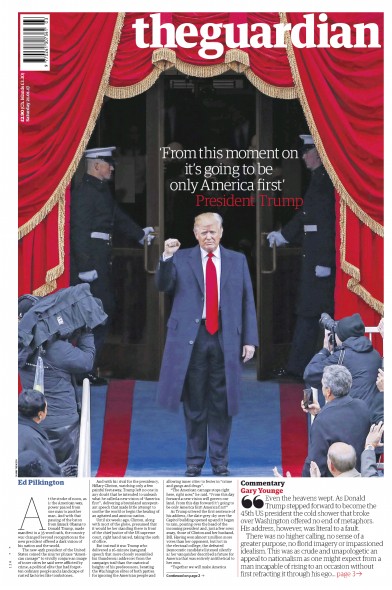 The Guardian Newspaper Front Page for 21 January 2017