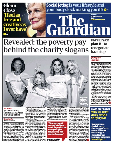 The Guardian Newspaper Front Page for 21 January 2019