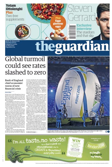 The Guardian Newspaper Front Page for 21 September 2015